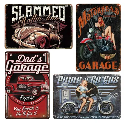 Imagen del producto de Juego de 4 adornos de pared metálicos de estilo vintage