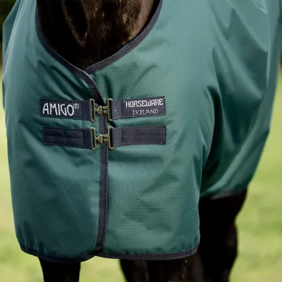 Image de Couverture de marche Horseware Amigo Ripstop 900D, 50g, couleur vert/bleu marine et argent. Taille : 130 cm / 6'0"
