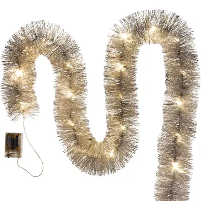Immagine prodotto di Catena luminosa a LED argentata per l'albero di Natale, alimentata a batteria, 6 metri
