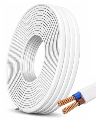 Flachkabel H03VVH2-F 2x0,75mm² 20m weiß – Innenkabel