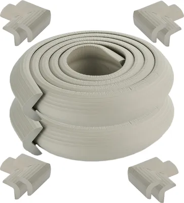 Obrázok produktu pre [2-pack] 2 metre dlhý chránič okrajov stola v tvare L Baby Proector + 8 rohov (sivý) Mäkký netoxický