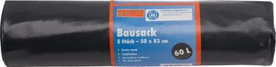 Produktbild von Trendline Bausack 60 L, 150 mµ, schwarz, 5 Stück