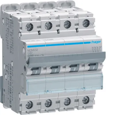 Produktbild von Hager NCN632, Strangschutzschalter, Typ C, 500 V
