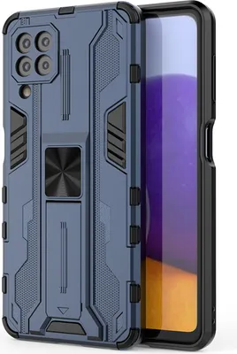 Produktbild von Galaxy A22 4G Hülle, Dual Layer PC TPU Bumper Stoßfest Ständer Schutzhülle für Samsung Galaxy A22 4G Blau