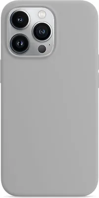 A plain, studio shot of a gray phone case.