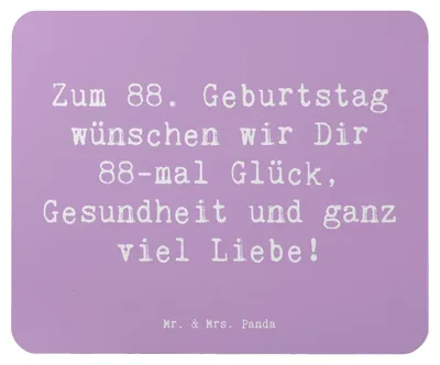 Produktbild von Mr. & Mrs. Panda Mouse Pad Spruch 88. Geburtstag Glückwünsche - Lavendeltraum - Geschenk, Alter, Gesundheit, Mousepad, mauspad laptop, Jubiläumsgeschenk, pc, feiern