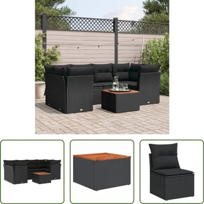 Produktbild von The Living Store 7-tlg. Garten-Sofagarnitur mit Kissen Schwarz Poly Rattan