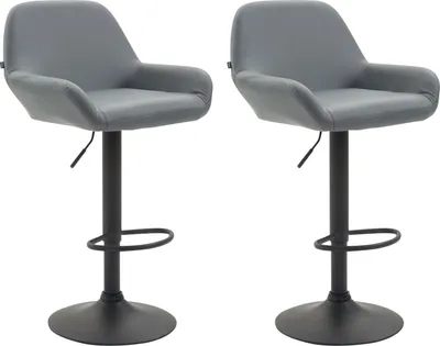 Produktbild von TPFLiving 2er Set Barhocker Bragnum Gestell schwarz Kunstleder Grau