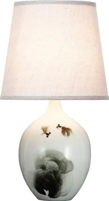 Immagine prodotto di Fine Asianliving Lampada da tavolo cinese in porcellana con paralume E27 Lampada da tavolo orientale in ceramica Lampade da comodino camera da letto soggiorno