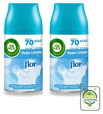 Image de 2 recharges Air Wick Freshmatic - Parfum Fleurs et Fraîcheur - 250 ml - Lot de 2 pièces