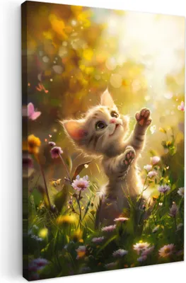 Produktbild von Wanddeko 40x60 cm - Kinderzimmer - Kätzchen, Bilder Wohnzimmer Modern, Wanddeko