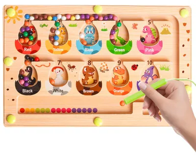 Image de Labyrinthe magnétique en bois, tri de couleurs, 1 pièce, pour enfants à partir de 2 ans