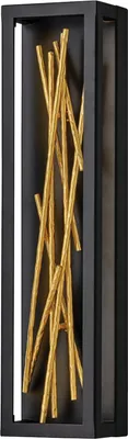 Produktbild von LED Wandlampe Metall H: 61 cm in Schwarz Gold eckig warmweißes Licht 3000 K 1588 lm Modern Draht Schirm