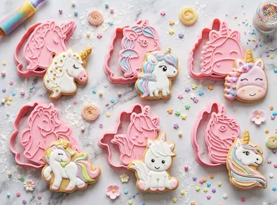 Produktbild von GKA 6 Stück 3D Ausstechformen Einhorn Keksausstecher Plätzchenausstecher Stempel Plätzchen Kekse Ausstecher