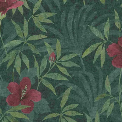 Produktbild von A.S. Creation Blumentapete Cuba Vliestapete floral grün rot