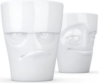 Produktbild von Fiftyeight Becher Set Nr. 1 grummelig + verschmitzt 350 ml OHNE HENKEL weiß