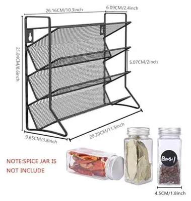 Produktbild von Gewürzregal kein Gewürzglas, Stehend metall Gewürz Organizer für Küchenschrank und Arbeitsfläche, Gewürzgläser nicht enthalten, Silber Grau, Küchenarbeitsplatz Gewürzaufbewahrung