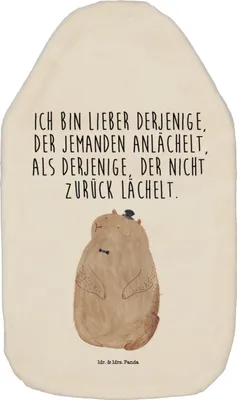 Produktbild von Mr. & Mrs. Panda Wärmflasche Murmeltier - Weiß - Geschenk, Respekt, Flauschige, Bettflasche, Lustige Sprüche, Wärmekissen, gummi, Wärmflaschen, Anstand, Knigge