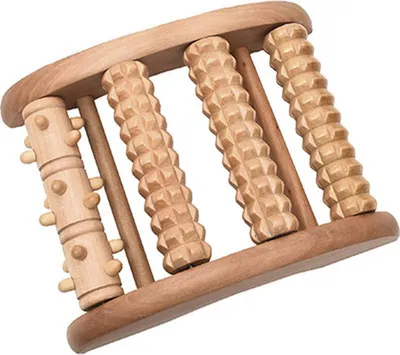 Produktbild von Fussmassagegerät 4 rollen - holz - Tendance