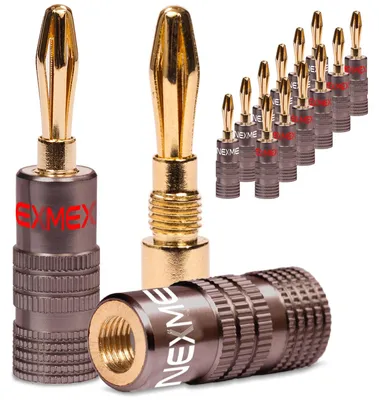 Produktbild von Bananenstecker 4mm schraubbar vergoldet 14x Stecker NEXMEX für Lautsprecherkabel