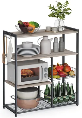 Produktbild von VASAGLE Küchenregal, Standregal mit 2 Metallkörben, 35 x 80 x 95 cm
