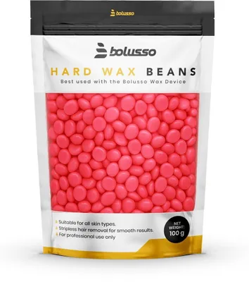 Produktbild von Bolusso Wax Bohnen Erdbeere 100g | Haarentfernungswachs für glatte Haut | Warmwachs Perlen für präzise Enthaarung zu Hause