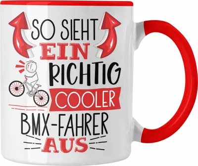 Produktbild von Trendation - So Sieht Ein Richtig Cooler BMX-Fahrer Aus Geschenk Tasse Lustiger Spruch Geschenkidee (Rot)