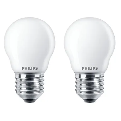 Productafbeelding van 2 x Philips LED Leuchtmittel Tropfenform 4,3W = 40W E27 matt 470lm warmweiß 2700K