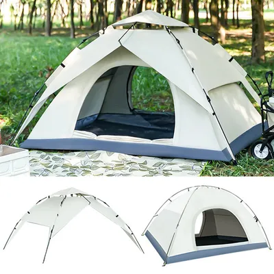 Image de Tente de camping double couche, tente pop-up automatique pour 3-4 personnes, tente dôme ultralégère