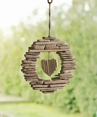 Imagen del producto de Adorno colgante con forma de corazón, hecho de madera flotante, estilo rústico – Guirnalda de madera