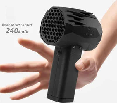 Immagine prodotto di Ventilatore ad aria a getto - Ventilatore portatile con flusso d'aria - Velocità del vento di 240 km/h - Mini ventilatore nero
