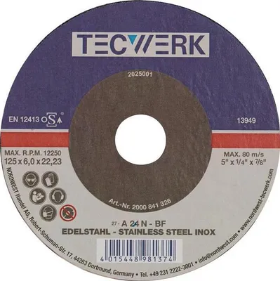 Immagine prodotto di Disco di sgrossatura INOX D115xS6 mm, piegato, INOX, foro 22,23 mm