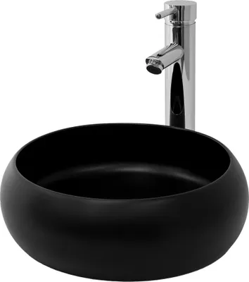 Obrázek produktu pro LuxeBath umyvadlo Umyvadlo na desku kulaté, Ø 35x12 cm, černé matné, z keramiky