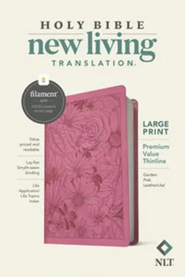 Produktbild von NLT Large Print Premium Value Thinline Bible, Filament Enabled (Leatherlike, Garden Pink)