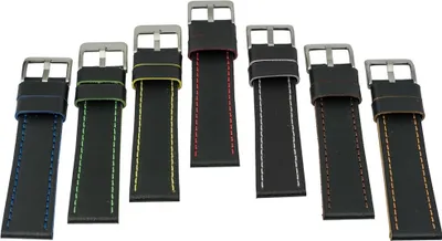 Produktbild von EULIT Uhrenarmband | Sattelleder 20mm schwarz mit Kontrastnaht - 221, Farbe:schwarz / blau
