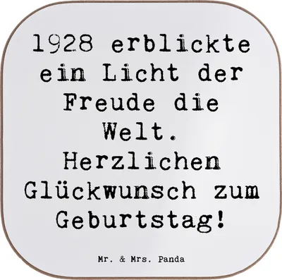 Produktbild von Mr. & Mrs. Panda Untersetzer für Gläser Spruch 1928 Geburtstag Freude - Weiß - Geschenk, Getränkeuntersetzer, Holzuntersetzer, Coaster, gläseruntersetzer, Glückwunsch