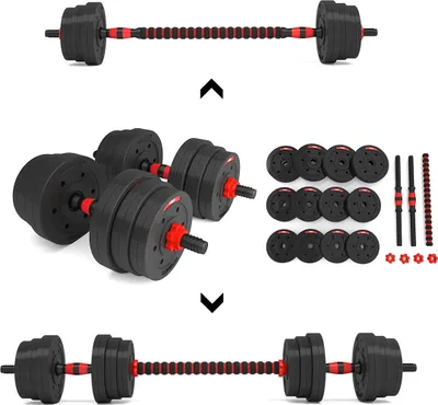 Produktbild von HMS Fitness SGP20 Hanteln und Kurzhanteln Set, 20 kg, schwarz-rot