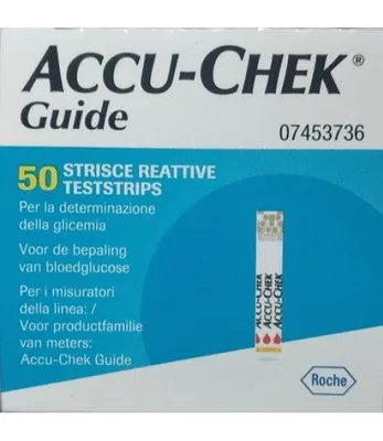 Immagine prodotto di Accu-Chek Guide 50 Strisce Reattive per Glicemia – Strisce per Glucometro Accu-Chek Guide – Confezione da 50 Pezzi