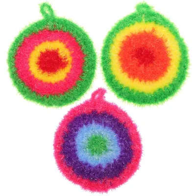 Spülschwamm-Set 3 Stück, Polyester, kratzfest, 14x14x1,5 cm