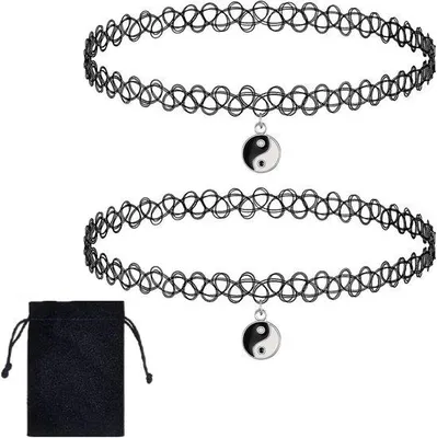 Produktbild von Schwarze Halskette Tattoo Choker 90er Stil Damen