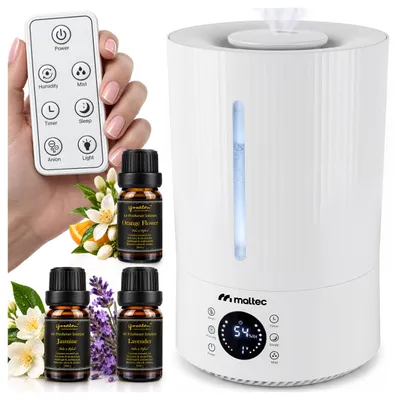 Produktbild von MalTec Luftbefeuchter Ionisator Diffusor 5 Liter Wt-5000-Ion  mit Ölen Ultraschall bis 35m2 Aromatherapie 3 Stufen Weiss