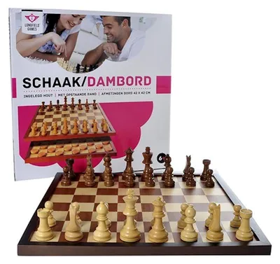 Obrázok produktu pre Longfield Games Šachová a dáma doska 42 cm Luxusná krabička Drevená hracia doska