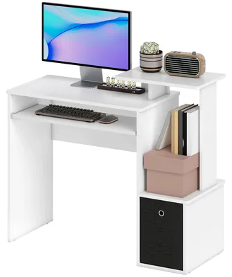 Produktbild von Moderner Schreibtisch mit Tastaturablage und Stoffschublade, 100 x 40 x 86,6 cm, Schwarz-Wei?