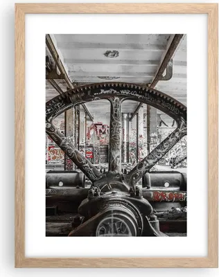 Produktbild von Gerahmtes Poster - Rahmen in heller Eiche - Maschine Industrie Graffiti - 30x40 cm - Wand Bild - Wanddeko - Wandbilder - Wandposter - Bilderrahmen - Bilder - Kunstdruck - Wandbild - P2NPA30x40-4304