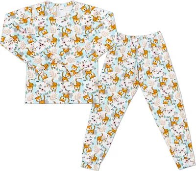 Produktbild von Langärmelige Pyjamas, lange Hosen - 110 - Braun,Blau,Weiß