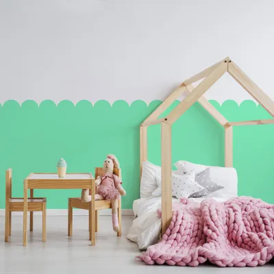 Immagine prodotto di Muralo WALL TATTOO per la cameretta dei bambini adesivo murale a forma di smerlo verde menta l. 120 cm x h. 120 cm