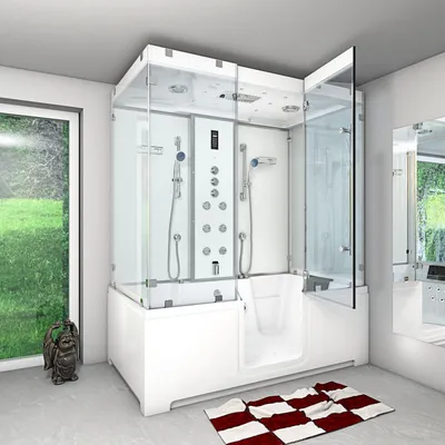 Produktbild von Kombination Badewanne Dusche K88-WS-TH-C-SC-EA Duschtempel 180x100 cm aktive Schlauch-Reinigung