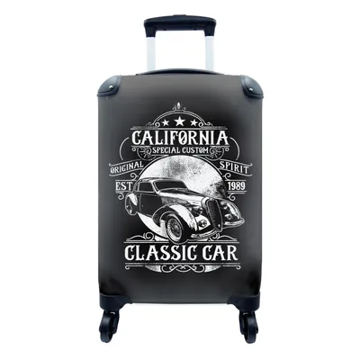 Produktbild von MuchoWow® Koffer Handgepäck Trolley Rollkoffer Kleine Reisekoffer mit 4 Rollen - Mancave - Auto - Retro - Illustration - Cabin Size < 55x40x23 cm & 55x40x20 cm - Fotokoffer - Kabinenkoffer - Boardgepäck - Reise-Box - Reisekoffer - Reisegepäck - Koffer mit Bild - Trolley für Kinder