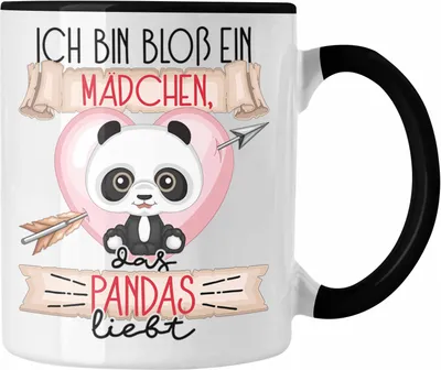 Produktbild von Trendation - Pandas Tasse Geschenk Frauen Ich Bin Bloß Ein Mädchen Das Pandas Liebt Pandaliebhaberin Geschenk Spruch Geburtstag (Schwarz)
