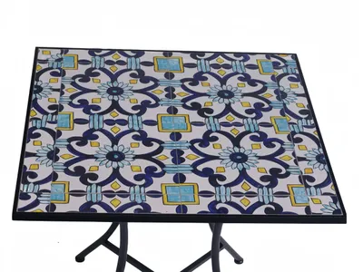 Produktbild von Mosaik Mosaiktisch Gartentisch quadratisch Bistro Eisenramen elegant